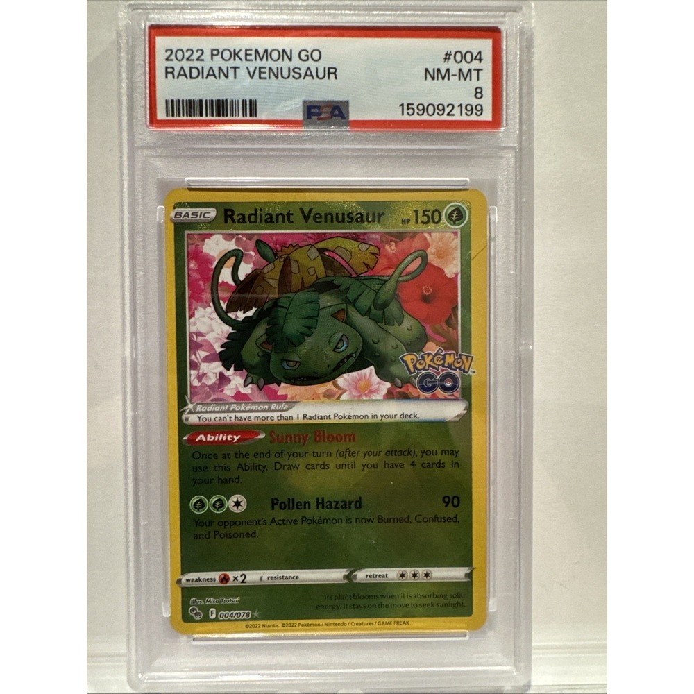 PSA 8 Radiant Venusaur 004/078 Pokemon GO Holo Radiant Rare TCG Card